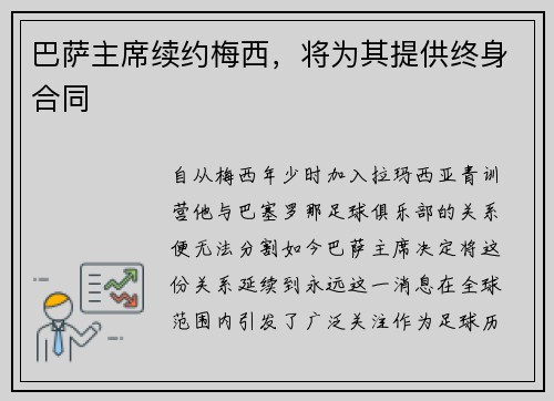 巴萨主席续约梅西，将为其提供终身合同